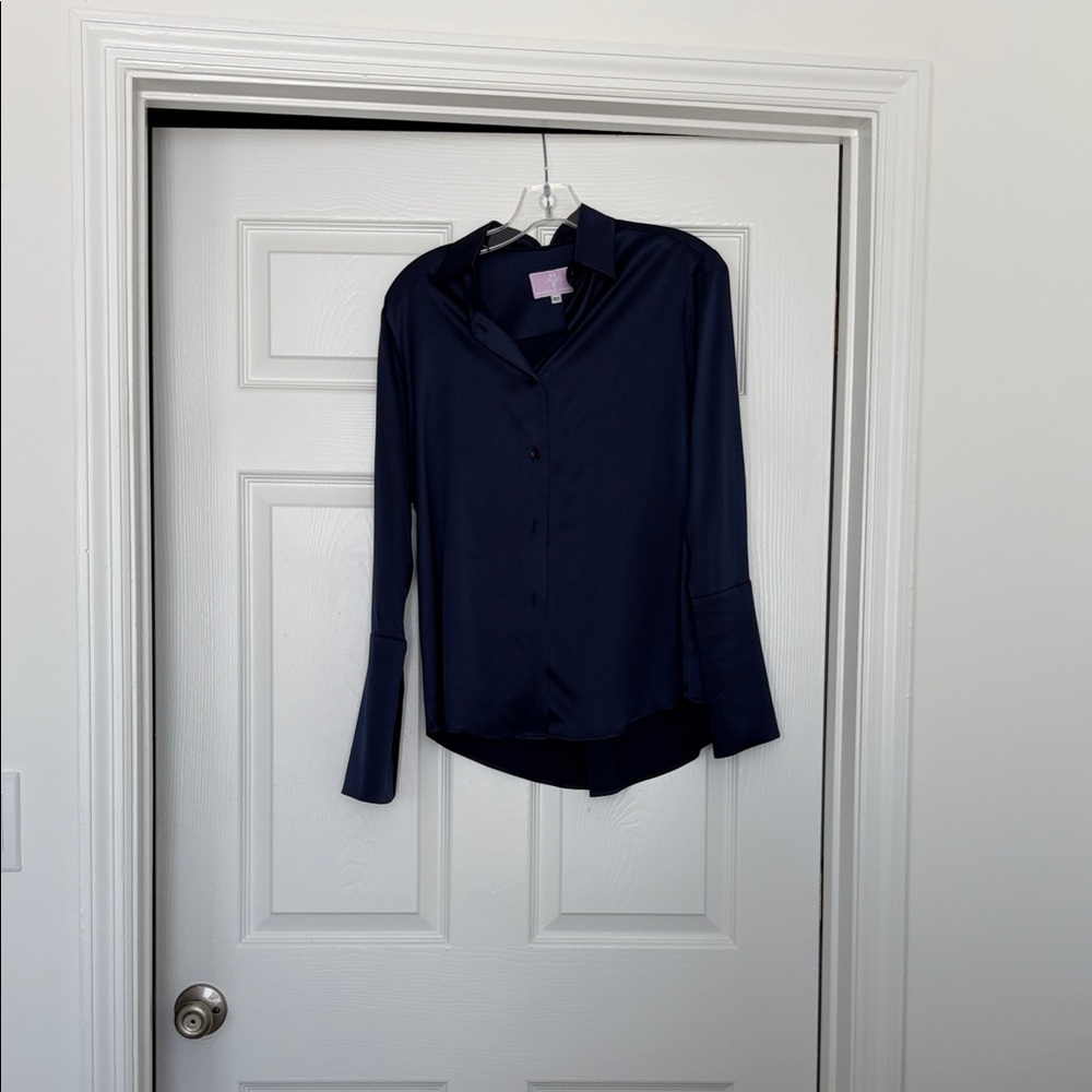 Elegant Navy Women's Button Down Shirt